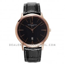 Patrimony Black Dial in Pink Gold Ref: 85180