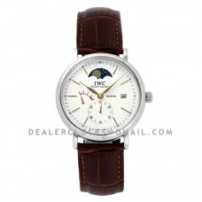 Portofino Hand Wound Moon Phrase IW516401 White Dial in Steel