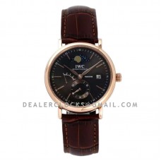 Portofino Hand Wound Moon Phrase IW516403 Black Dial in Rose Gold