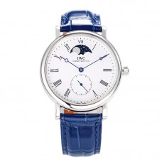 Portofino Hand Wound Moon Phrase IW5548 White Dial in Steel