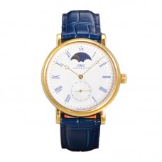 Portofino Hand Wound Moon Phrase IW5548 White Dial in Yellow Gold