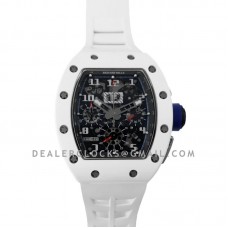 RM 011 Saint Tropez Polo Club White ATZ Ceramic and Titanium on White Rubber Strap
