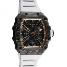 RM 012-01 Tourbillon NTPT Carbon on White Rubber Strap