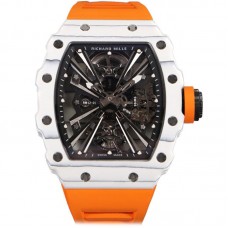 RM 012-01 Tourbillon White NTPT Carbon on Orange Rubber Strap