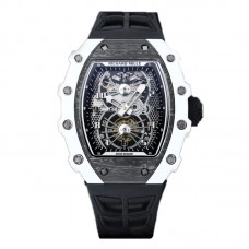RM 021-02 Tourbillon Aerodyne on White Quartz on Black Rubber Strap
