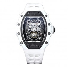 RM 021-02 Tourbillon Aerodyne on White Quartz on White Rubber Strap