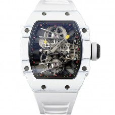 RM 027-02 Tourbillon Rafael Nadal White NTPT on White Rubber Strap