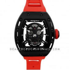 RM 052-01 Tourbillon Black Skull in PVD on Red Rubber Strap