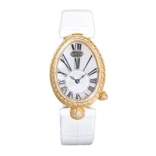 Reine de Naples in Yellow Gold 8928BA White Leather Strap