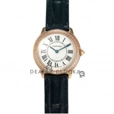 Ronde Must De Cartier 29mm White Dial with Diamond Bezel in Rose Gold