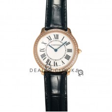 Ronde Must De Cartier 36mm White Dial with Diamond Bezel in Rose Gold Ronde Must De Cartier 36mm White Dial with Diamond Bezel in Rose Gold