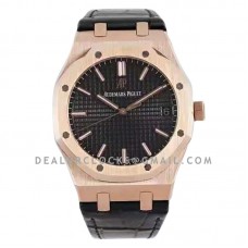 Royal Oak 15500 41mm Black Dial in Rose Gold in Leather Strap Royal Oak 15500 41mm Black Dial in Rose Gold in Leather Strap
