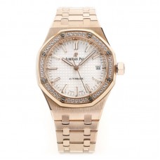 Royal Oak 15450ST 37mm White Dial in Rose Gold with Diamond Bezel Royal Oak 15450ST 37mm White Dial in Rose Gold with Diamond Bezel