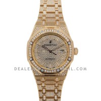 Royal Oak 41mm 15402OR Full Diamond Paved In Pink Gold on Bracelet
