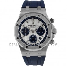 Royal Oak Self-Winding Chronograph White/Blue Dial in Steel on Rubber Strap Royal Oak Self-Winding Chronograph White/Blue Dial in Steel on Rubber Strap