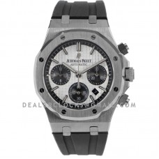 Royal Oak Self-Winding Chronograph White/Grey Dial in Steel on Rubber Strap