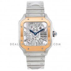 Santos De Cartier Watch Skeleton Dial in Steel/Rose Gold