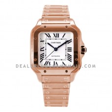 Santos de Cartier 35mm White Dial in Rose Gold
