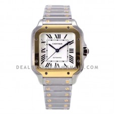 Santos de Cartier 35mm White Dial in Steel/Yellow Gold