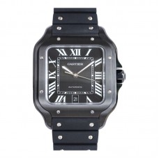 Santos de Cartier 40mm Black Dial in PVD on Black Rubber Strap