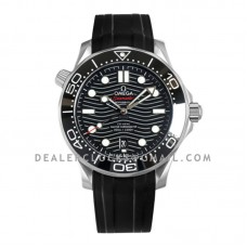 Seamaster Diver 300M Omega Co-Axial Master Chronometer 42mm Black Dial with Black Bezel in Rubber Strap