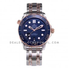 Seamaster Diver 300M Omega Co-Axial Master Chronometer 42mm Blue Dial with Blue Bezel in Steel/Rose Gold
