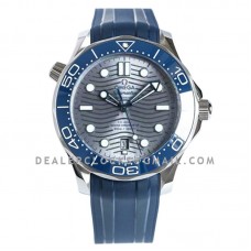 Seamaster Diver 300M Omega Co-Axial Master Chronometer 42mm Grey Dial with Blue Bezel on Rubber Strap