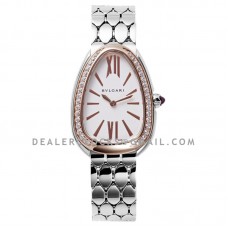 Serpenti Seduttori Watch Ref: 103143 White Dial in Steel/Rose Gold with Diamond Bezel