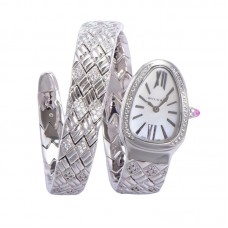 Serpenti Seduttori Watch White Dial in Steel with Diamonds