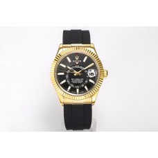 Sky-Dweller 326938 Black Dial in Yellow Gold on Rubber Strap