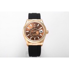 Sky-Dweller 336235 Chocolate Dial in Everose Gold on Rubber Strap
