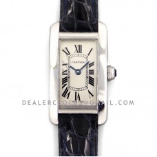 Tank Americaine Watch 19mm White Dial in Steel on Black Alligator Strap