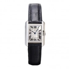 Tank Anglaise 30.2mm White Dial in Steel on Leather Strap