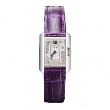 Tank Anglaise 30.2mm White Dial with Diamond Marker in Steel on Leather Strap