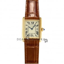 Tank Louis Large White Dial in Yellow Gold in Brown Leather Strap Tank Louis Large White Dial in Yellow Gold in Brown Leather Strap