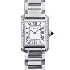 Tank Must 29.5mm White Dial with Diamond Bezel in Steel
