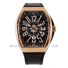 Vanguard V45 Black Dial with White Index in Rose Gold