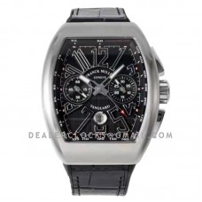 Vanguard V45 Chronograph Black Dial with Black Marker in Steel on Leather Strap