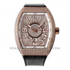Vanguard V45 Diamond Paved Dial with White Marker and Diamond Bezel in Rose Gold Vanguard V45 Diamond Paved Dial with White Marker and Diamond Bezel in Rose Gold