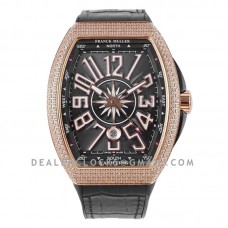 Vanguard V45 Yachting Black Dial with White Markers and Diamond Bezel in Rose Gold Vanguard V45 Yachting Black Dial with White Markers and Diamond Bezel in Rose Gold