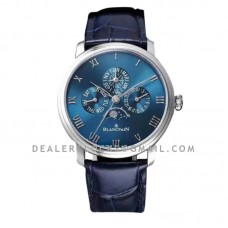 Villeret Quantième Perpétuel Phases de Lune Blue Dial in Platinum Ref: 6656 3440 55B