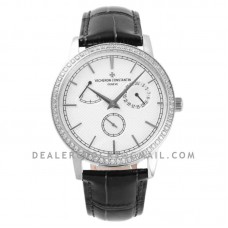 Traditionnelle Manual-Winding White Dial in Steel with Diamond Bezel