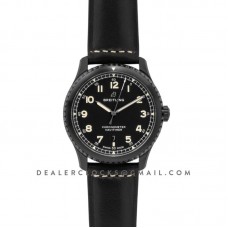 Navitimer 8 Automatic 41 Black Dial in PVD on Black Leather Strap
