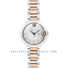 Ballon Bleu De Cartier 36mm Silver Dial with Diamond Bezel in Steel/Pink Gold