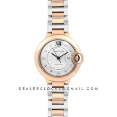 Ballon Bleu De Cartier 28mm White Dial in Pink Gold/Steel