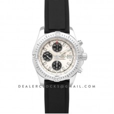 Colt Chronograph 44mm White Dial in Steel on Black Rubber Strap