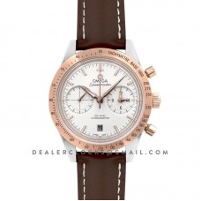 Speedmaster ’57 Co-Axial White Dial in Rose Gold/Steel on Brown Leather Strap