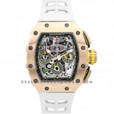 RM 011-03 Automatic Flyback Chronograph in Rose Gold on White Rubber