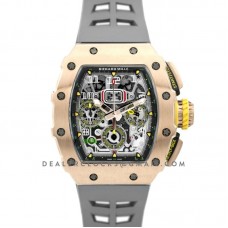 RM 011-03 Automatic Flyback Chronograph in Rose Gold on Grey Rubber