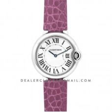 Ballon Bleu de Cartier 36mm White Dial in Steel on Dark Pink Leather Strap
